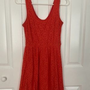 Girls Coral Lace Dress